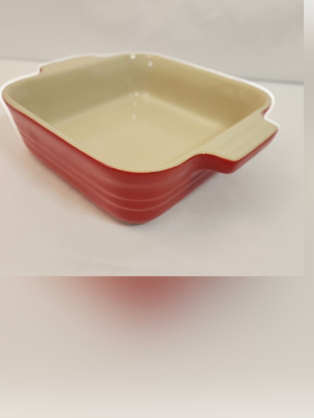 LE CREUSET Stoneware Mini Casserole/Gratin Square Baker 19-32 6" Red EUC